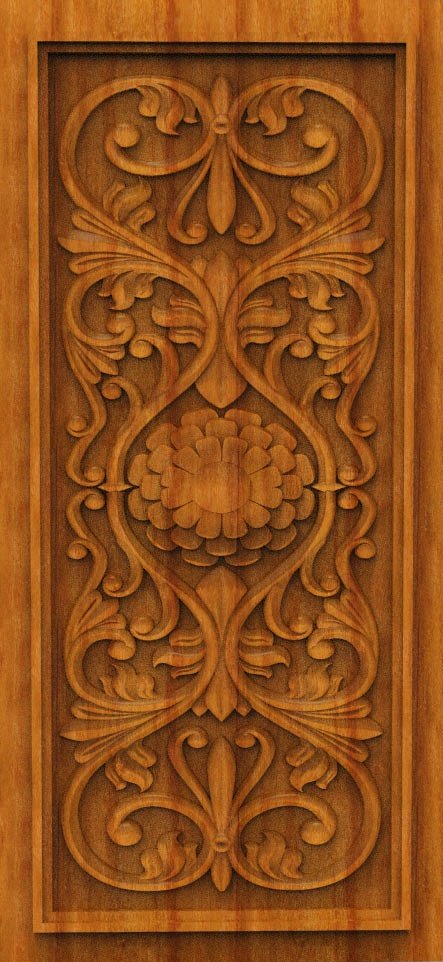 3D DOOR - OAK-59 Floral Filigree Traditional Carved Wood Panel Design